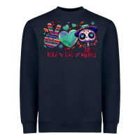 Navy Peace love dia de los muertos Heavyweight Sweatshirt - NancyCooperArtShop
