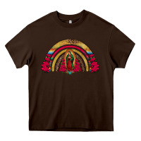 Chocolate Brown lady of guadalupe rainbow Heavy Core Tee - Jasminsmagicworld