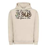 Pigment French Oak His Love is Strong Jesus His Grace is Free Urban Hoodie - CowhideDigitalArt
