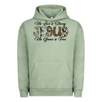 Pigment Oil Green His Love is Strong Jesus His Grace is Free Urban Hoodie - CowhideDigitalArt