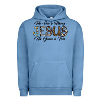Pigment Pebble Blue His Love is Strong Jesus His Grace is Free Urban Hoodie - CowhideDigitalArt