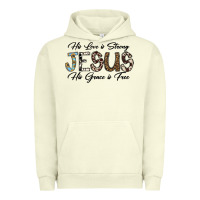 Pigment Pistachio His Love is Strong Jesus His Grace is Free Urban Hoodie - CowhideDigitalArt