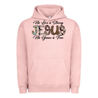 Pigment Salmon His Love is Strong Jesus His Grace is Free Urban Hoodie - CowhideDigitalArt