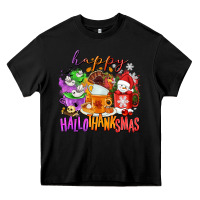 Black Happy Hallothanksmas coffee cups Heavy Core Tee - NancyCooperArtShop