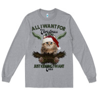 Heather Grey All I Want For Christmas Is You Just Kidding I Want Cats Long Sleeve Tee - Bettercallsaul