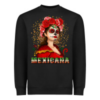 Black Sugar skull girl with Mexicana Heavyweight Sweatshirt - NancyCooperArtShop