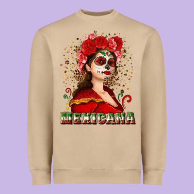 Sugar Skull Girl With Mexicana Heavyweight Sweatshirt Designed By Nancycooperartshop