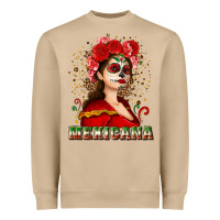Mushroom Sugar skull girl with Mexicana Heavyweight Sweatshirt - NancyCooperArtShop