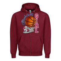 Burgundy Basketball girl Zipper Hoodie - HowdyJamesFarm