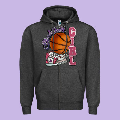 Basketball Girl Zipper Hoodie Designed By Howdyjamesfarm