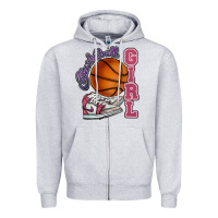 Heather Grey Basketball girl Zipper Hoodie - HowdyJamesFarm