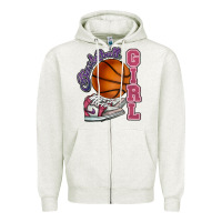 Oatmeal Heather Basketball girl Zipper Hoodie - HowdyJamesFarm