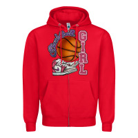 Red Basketball girl Zipper Hoodie - HowdyJamesFarm