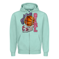 Seafoam Basketball girl Zipper Hoodie - HowdyJamesFarm