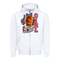 White Basketball girl Zipper Hoodie - HowdyJamesFarm