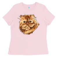 Bubblegum Pink Persian Cat Face Ladies Tee - LillyAllenDesigns