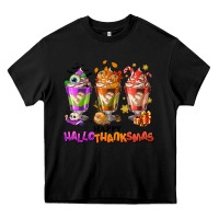 Black Happy Hallothanksmas coffee cups Heavy Core Tee - NancyCooperArtShop