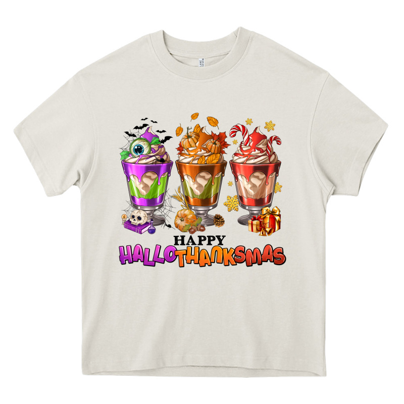 Happy Hallothanksmas Coffee Cups Heavy Core Tee by NancyCooperArtShop | Teevron