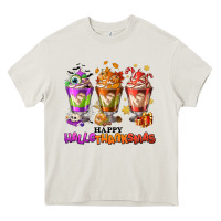 Cream Happy Hallothanksmas coffee cups Heavy Core Tee - NancyCooperArtShop