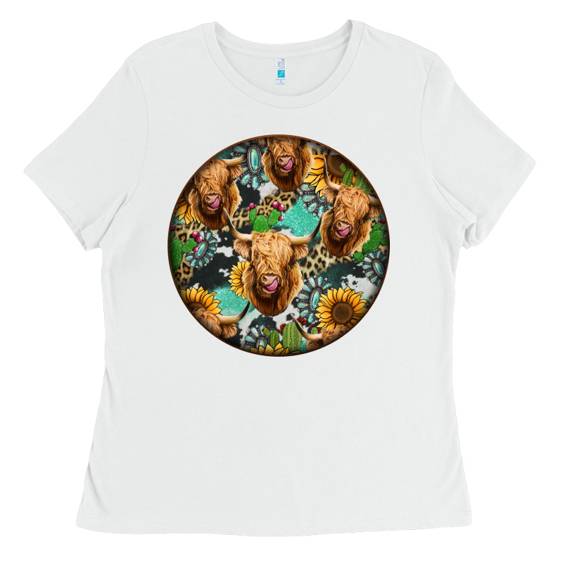Highland Cow Pattern Ladies Tee by Jasminsmagicworld | Teevron