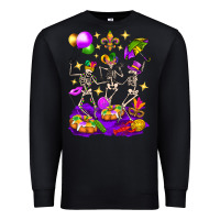 Black Mardi Gras Skeletons Premium Sweatshirt - BundleAndBundleShop