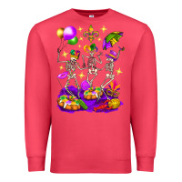 Cardinal Mardi Gras Skeletons Premium Sweatshirt - BundleAndBundleShop