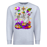Heather Grey Mardi Gras Skeletons Premium Sweatshirt - BundleAndBundleShop