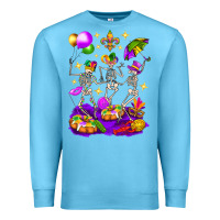 Ocean Blue Mardi Gras Skeletons Premium Sweatshirt - BundleAndBundleShop
