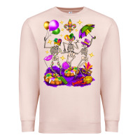 Pale Pink Mardi Gras Skeletons Premium Sweatshirt - BundleAndBundleShop