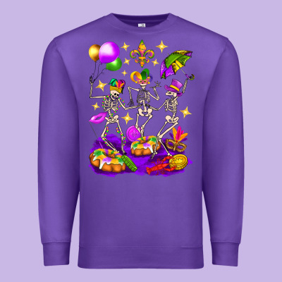 Mardi Gras Skeletons Premium Sweatshirt Designed By Bundleandbundleshop