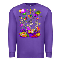 Purple Mardi Gras Skeletons Premium Sweatshirt - BundleAndBundleShop