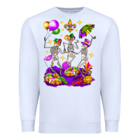 White Mardi Gras Skeletons Premium Sweatshirt - BundleAndBundleShop
