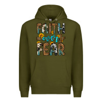 Army Green faith over fear Premium Hoodie - OliviaCreatesArt