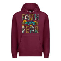 Burgundy faith over fear Premium Hoodie - OliviaCreatesArt