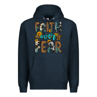 Navy faith over fear Premium Hoodie - OliviaCreatesArt