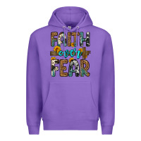 Purple faith over fear Premium Hoodie - OliviaCreatesArt
