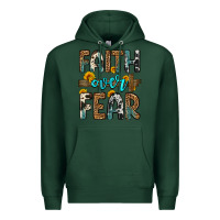 Sports Green faith over fear Premium Hoodie - OliviaCreatesArt