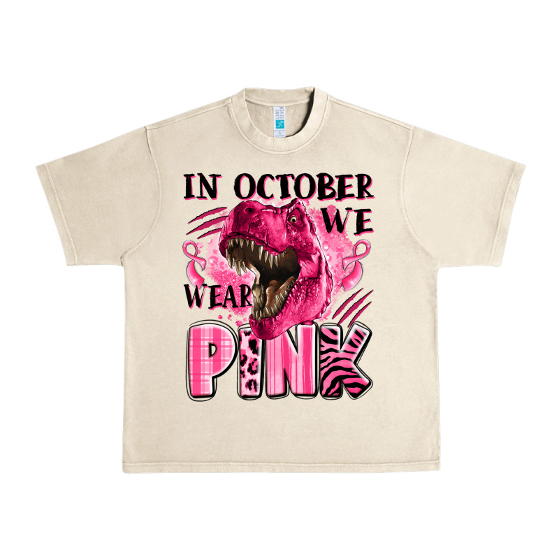 In October We Wear Pink Dinosaur Urban Heavy Tee by LillyAllenDesigns | Teevron