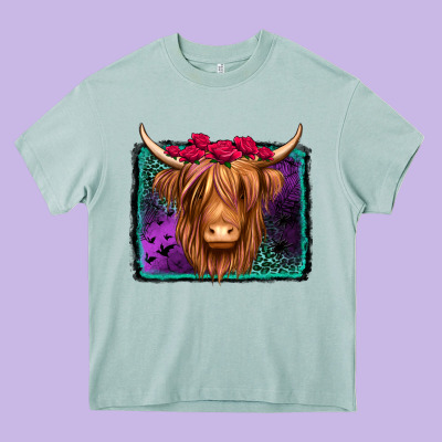 Halloween Highland Cow Heavy Core Tee Designed By Jasminsmagicworld