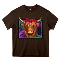 Chocolate Brown halloween highland cow Heavy Core Tee - Jasminsmagicworld