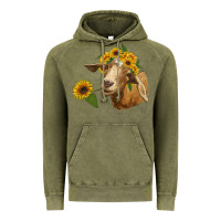 Vintage Olive goat with sunflower Vintage Hoodie - RanaPortraitStore
