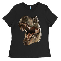 Black Tyrannosaurus T Rex Face Ladies Tee - LillyAllenDesigns