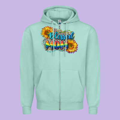 Blessed Mom Zipper Hoodie Designed By Cowgirlartshop