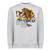 Heather Grey Free Dad hugs Heavyweight Sweatshirt - NancyCooperArtShop