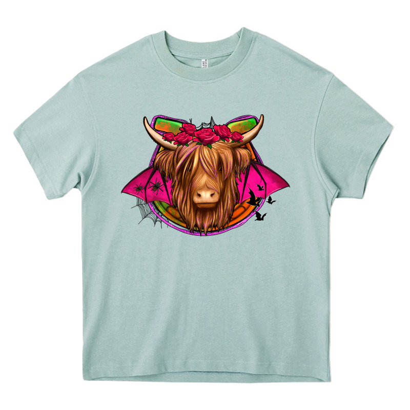Halloween Highland Cow Horseshoe Heavy Core Tee by Jasminsmagicworld | Teevron