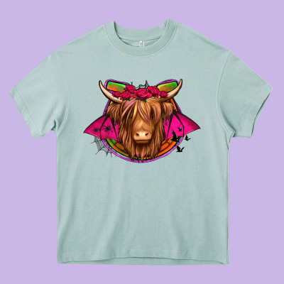 Halloween Highland Cow Horseshoe Heavy Core Tee Designed By Jasminsmagicworld