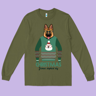 German Shepherd Dog Christmas Long Sleeve Tee Designed By Bettercallsaul