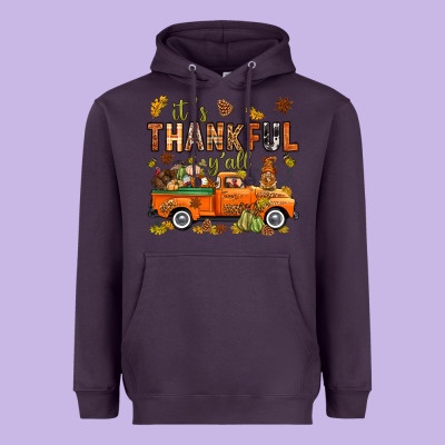 It's Thankful Y'all With Truck Bbs Heavyweight Hoodie Designed By Bundleandbundleshop