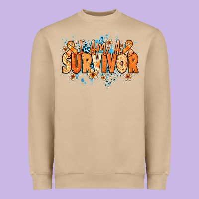 I Am A Survivor Orange Ribbon Kidney Cancer Heavyweight Sweatshirt Designed By Nancycooperartshop