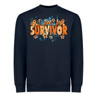 Navy I am a survivor orange ribbon Kidney Cancer Heavyweight Sweatshirt - NancyCooperArtShop